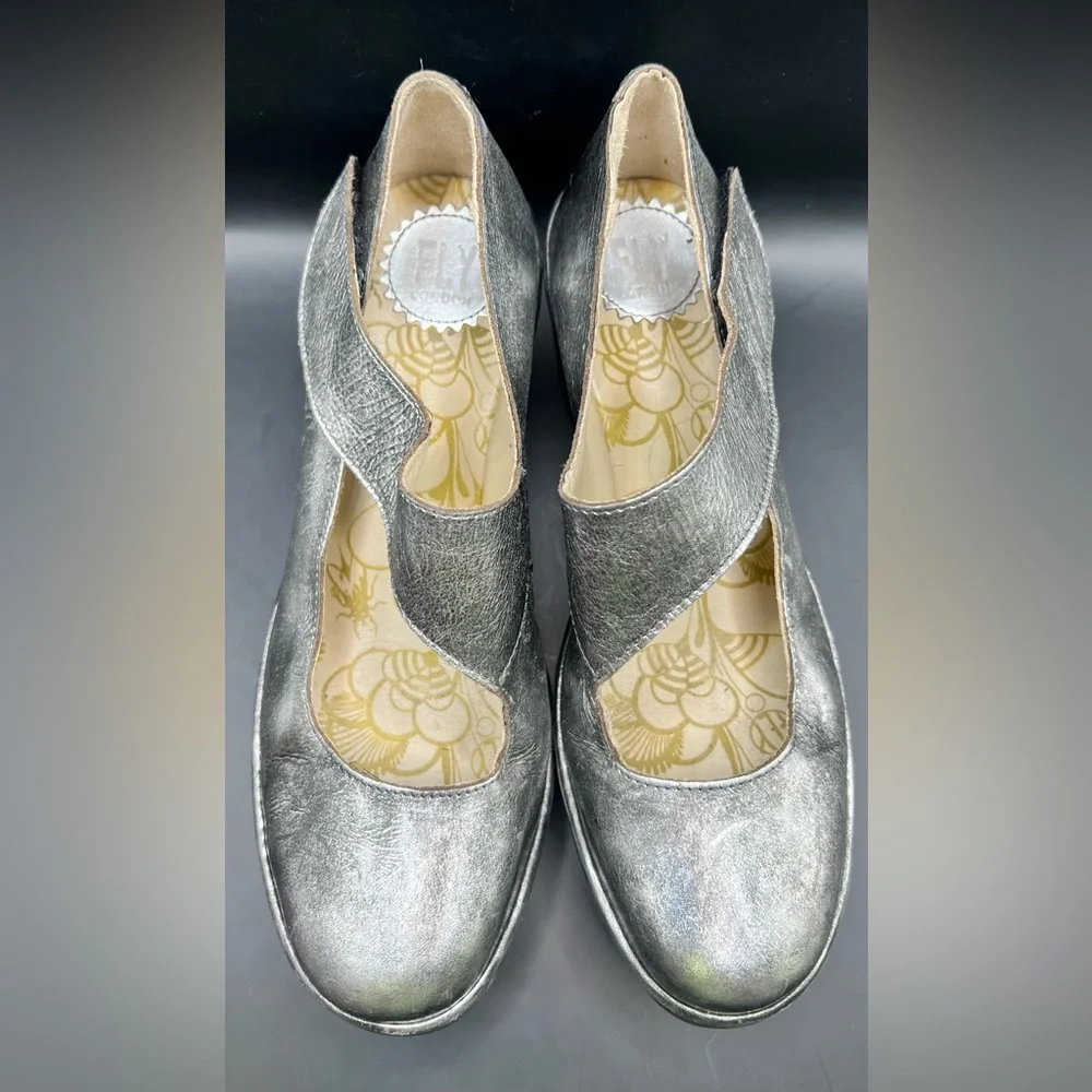 Fly London- Yasi Silver Women's Wedge Shoes-‎ Size:39